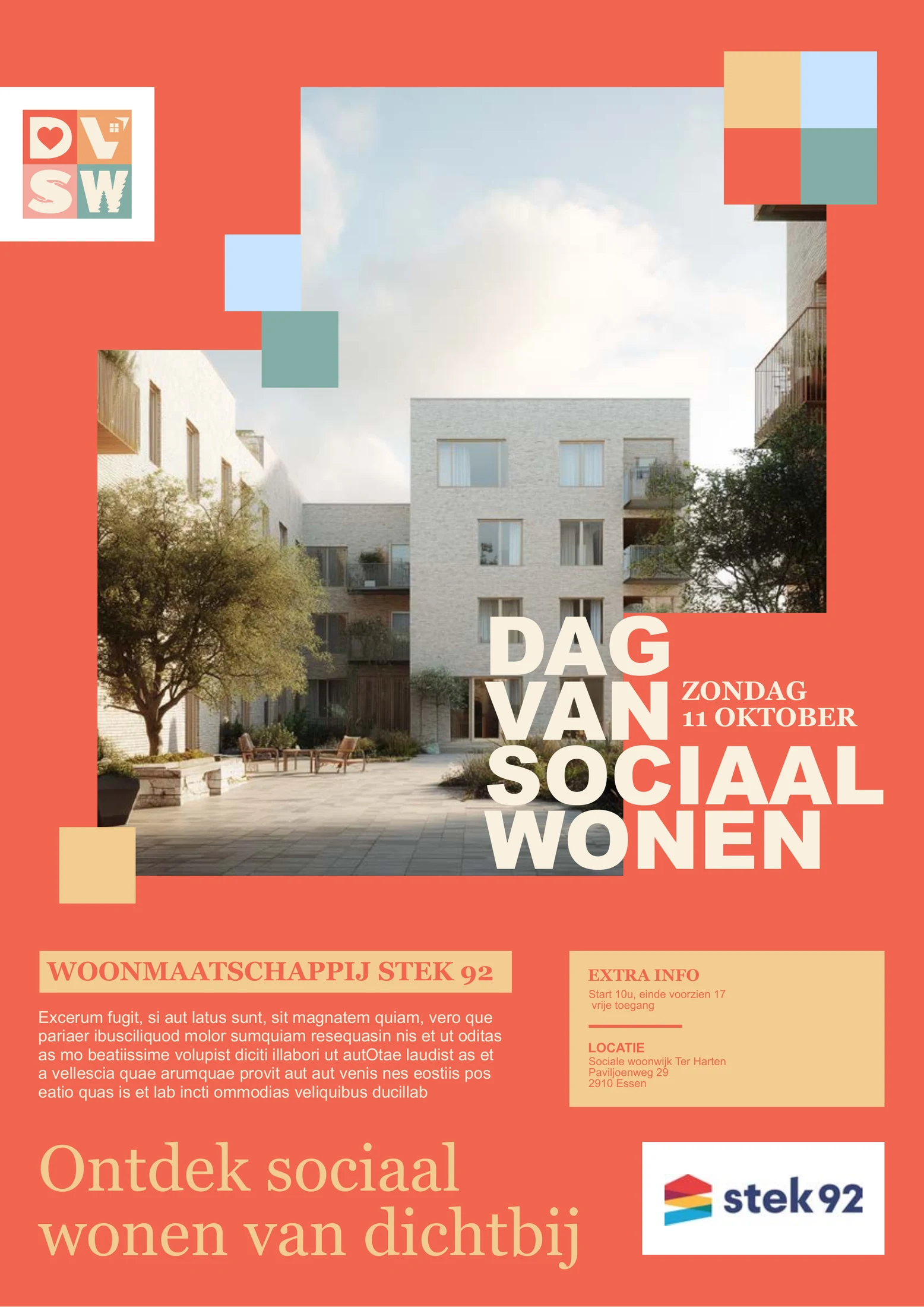 Affiche voor de Dag van Sociaal Wonen 2026 van Initia Vlaanderen